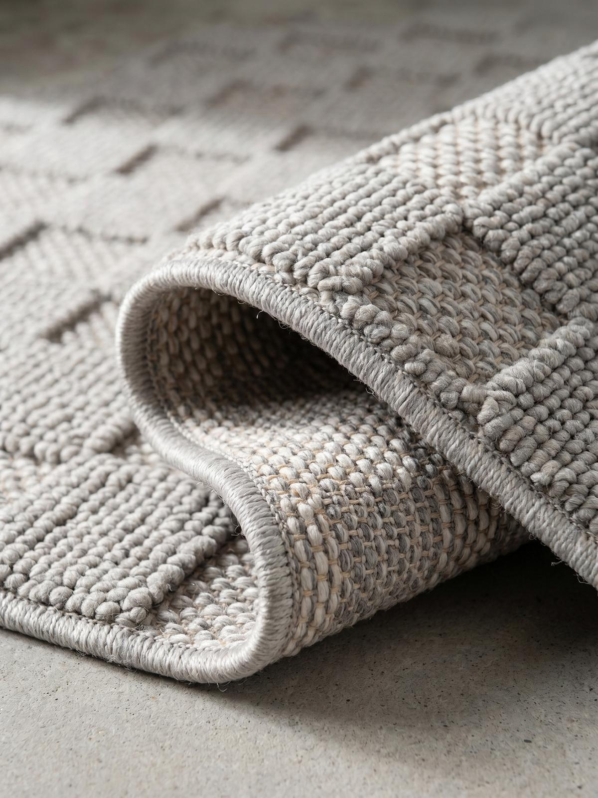 TEPPICH Flachgewebe LANGAU in Silber, mit Schachbrettmuster, Ø 120 cm - Silberfarben, Textil (120/120cm) - KADIMA DESIGN