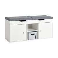 SCHUHBANK Weiß - Weiß, Holzwerkstoff (100/48/34cm) - SoBuy