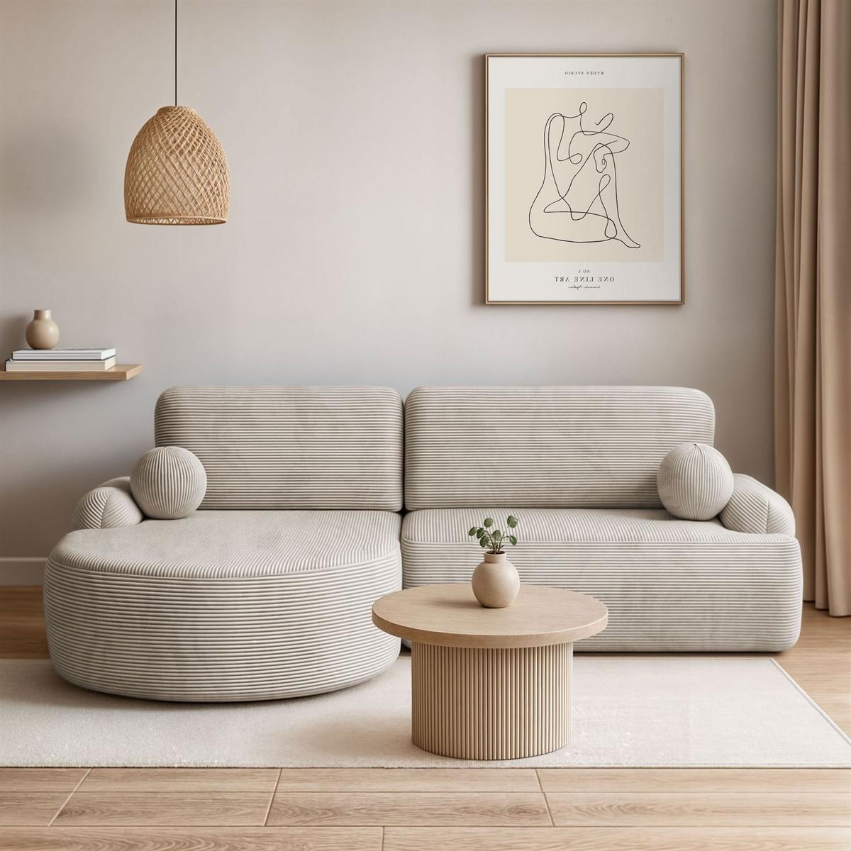 ECKSOFA CLEO II mit Schlaffunktion Version Linke Poso 100 - Beige, Kunststoff (264/172cm) - Lookway