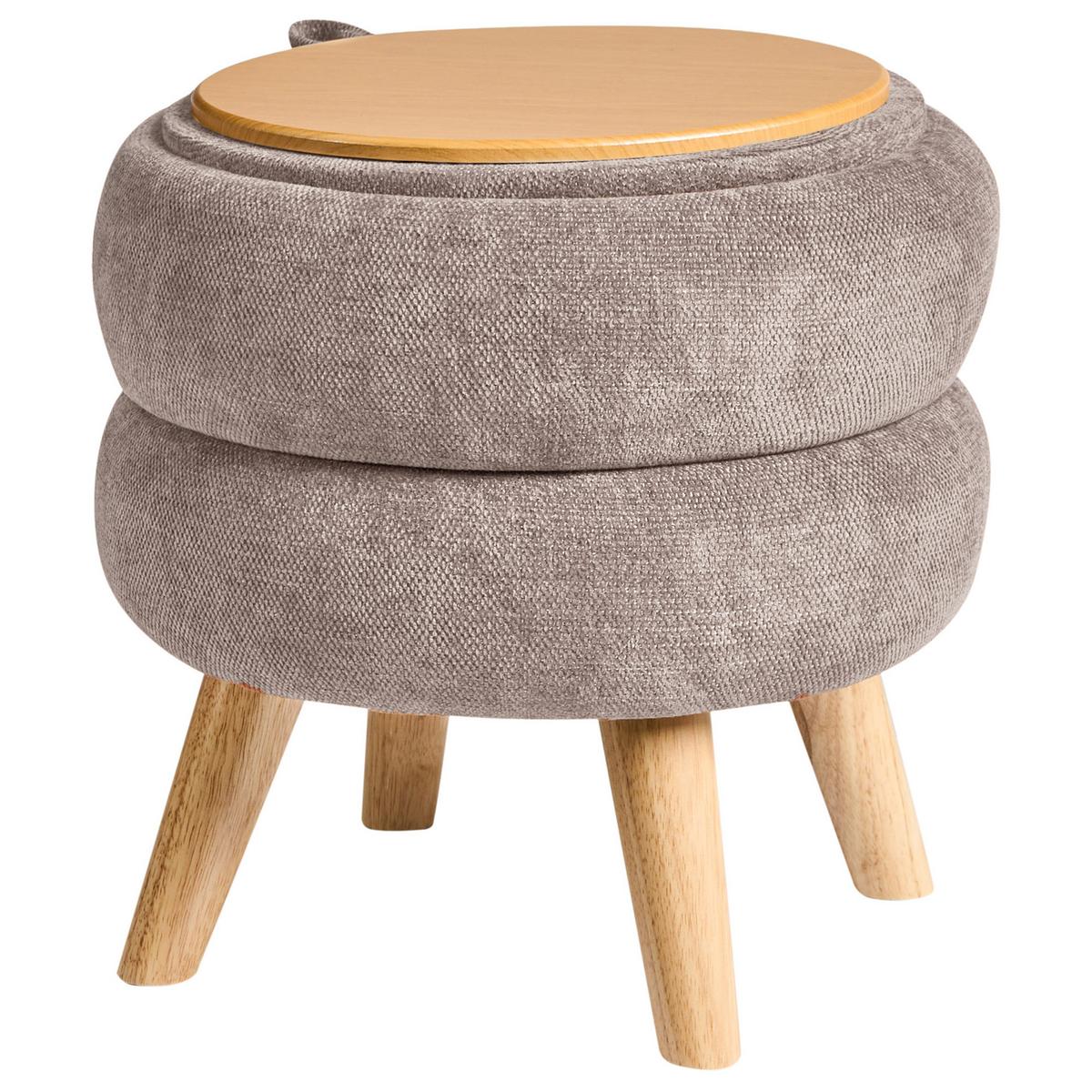 POUF mit Stauraum Chenillegewebe Taupe Hawley - Taupe, Textil (40/41/40cm) - Beliani