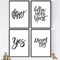 POSTER Set mit 4 glücklich und bunt Dream Big A4 Schwarzer Rahmen - Schwarz, Papier (29.7/3cm) - Nacnic