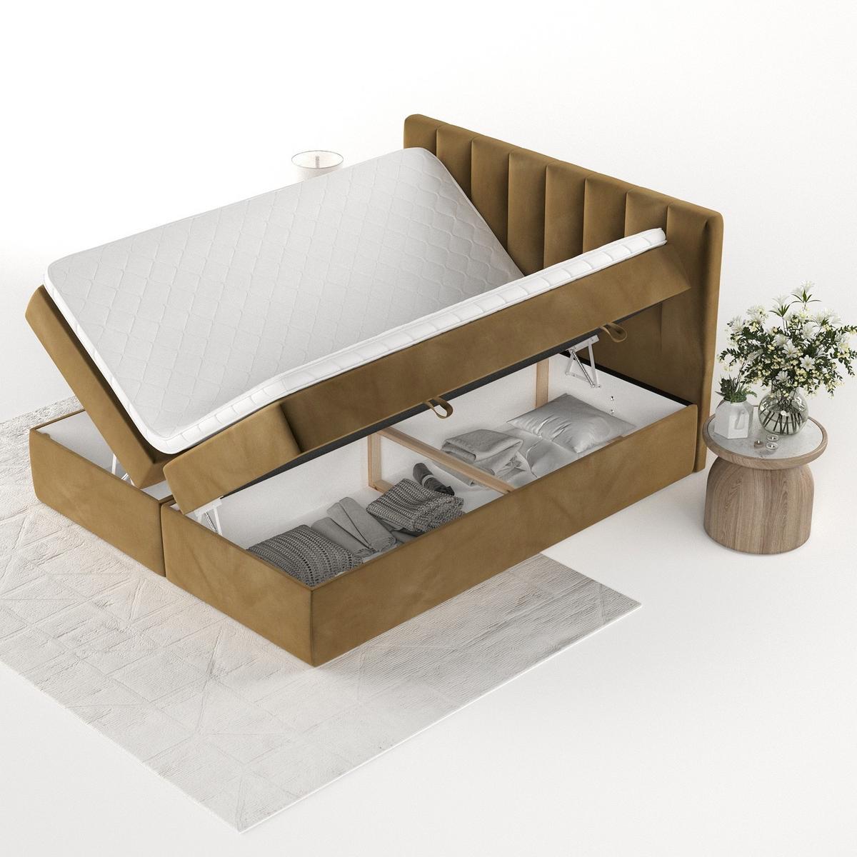 BOXBETT Bari 200/200 cm Honiggelb im Kronos Stoff - Honig, Holz/Holzwerkstoff (200/200cm) - AltaBeds