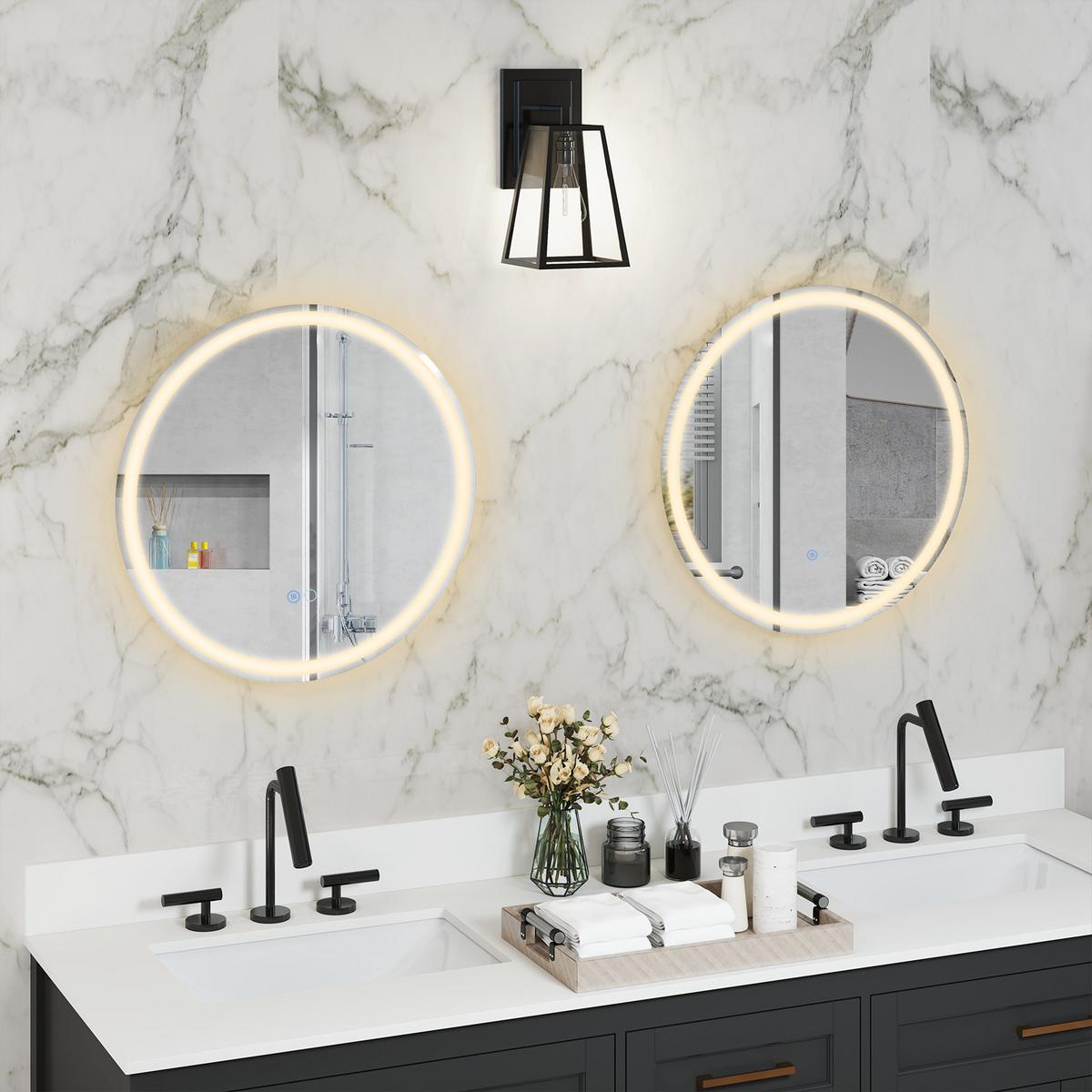 BADEZIMMERSPIEGEL Silber - Silberfarben, Glas (60/3/60cm) - COSTWAY