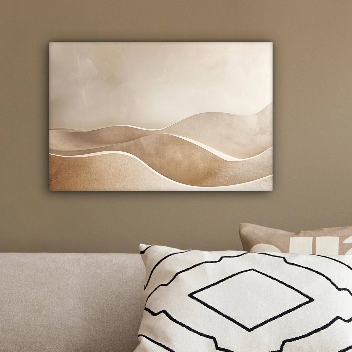 LEINWANDBILD Beige - Natur - Abstrakt - Modern Deko Schlafzimmer 30x20 cm - Beige, Textil (30/20cm) - MuchoWow