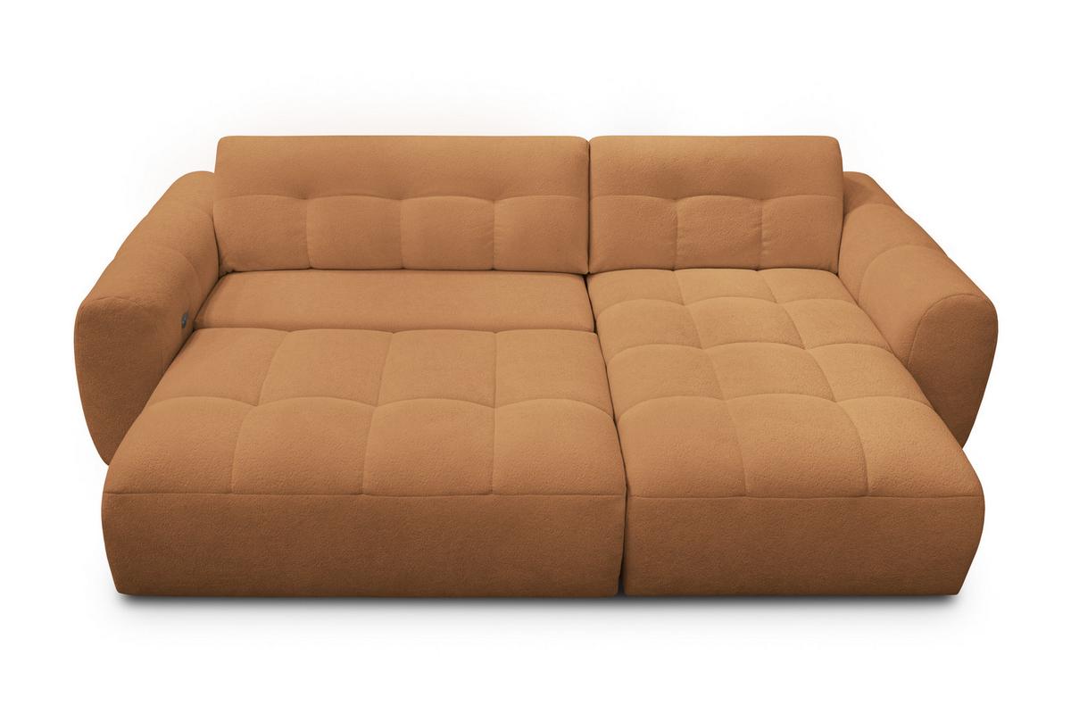 ECKSOFA LUMERO 4-Sitzer RECHTS, orange - Schwarz/Orange, Holz/Textil (275/166cm) - Courtois Laville