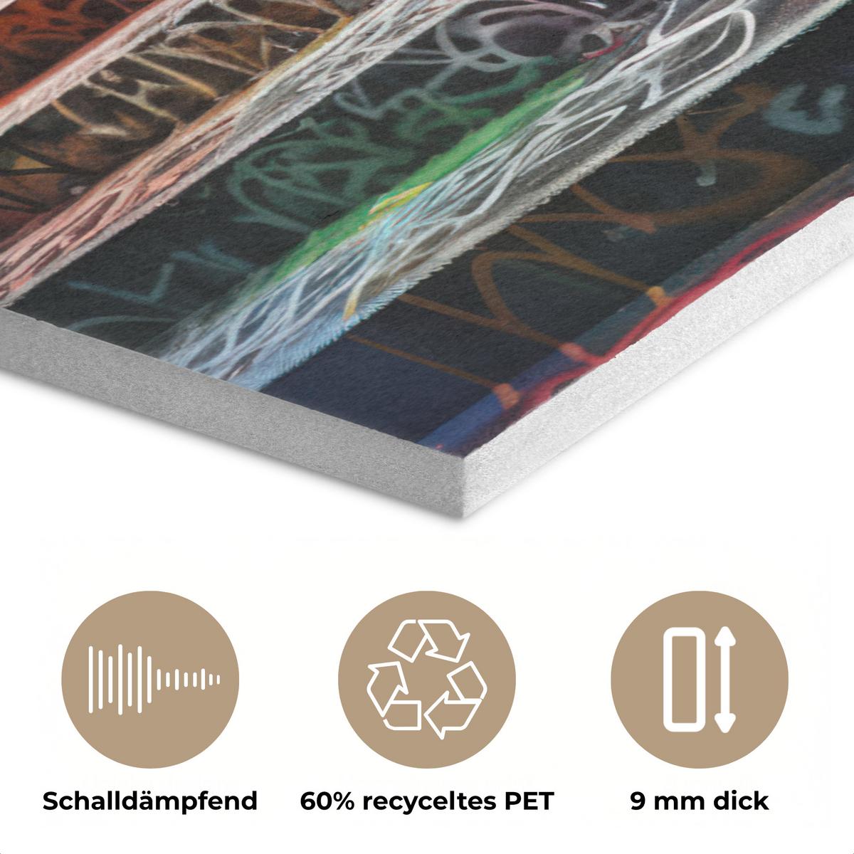 AKUSTIKBILD Treppe - Graffiti - Farben - Kunst Kunstdruck Schlafzimmer 50x70 cm - Multicolor, Kunststoff (50/70/0.9cm) - MuchoWow