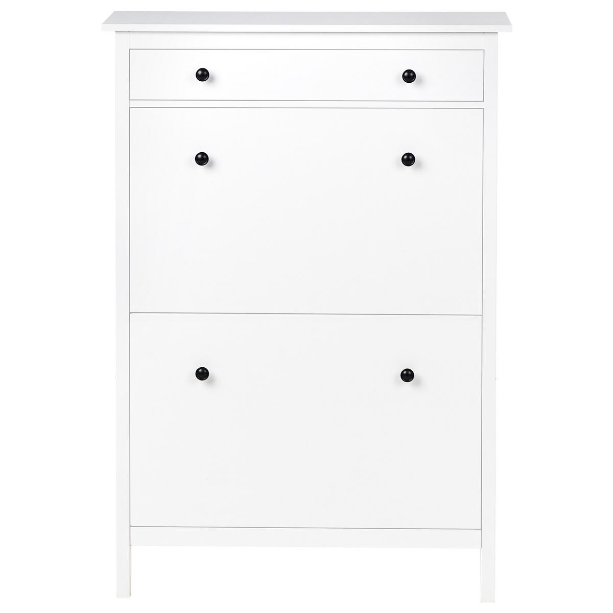 SCHUHSCHRANK Weiß Gibson - Weiß, Holzwerkstoff (89/127/30cm) - Beliani