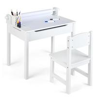 KINDERSCHREIBTISCH mit Stuhl weiß(2-tlg) - Weiß, Holzwerkstoff (66/58/40cm) - COSTWAY