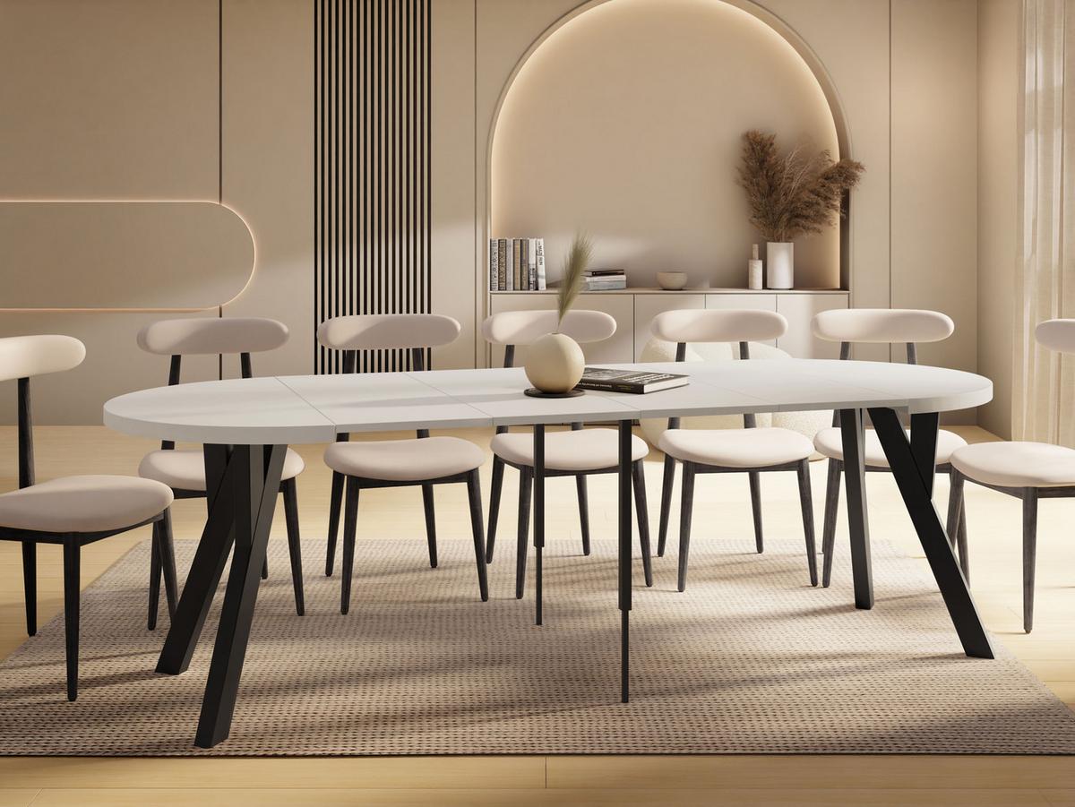 ESSTISCH Vero rund ausziehbar verlängerbar, Kaschmir 100-300/100/77 cm - Kaschmir/Schwarz, Holz/Holzwerkstoff (100/300/77cm) - WFL GROUP