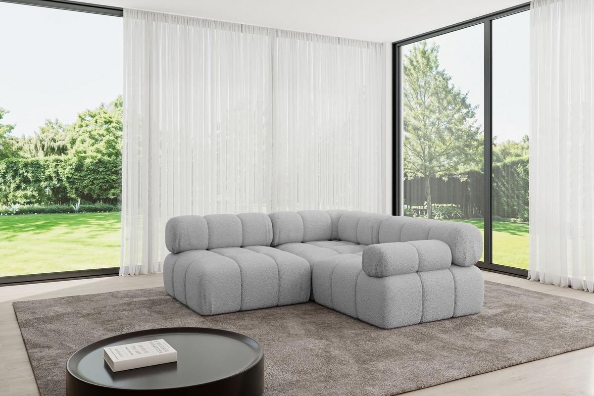 ECKSOFA modulares Sofa Mende-L1 - 190x190x70 cm Hellgrau Bouclé - Hellgrau, Holzwerkstoff/Textil (190/190cm) - ALTDECOR