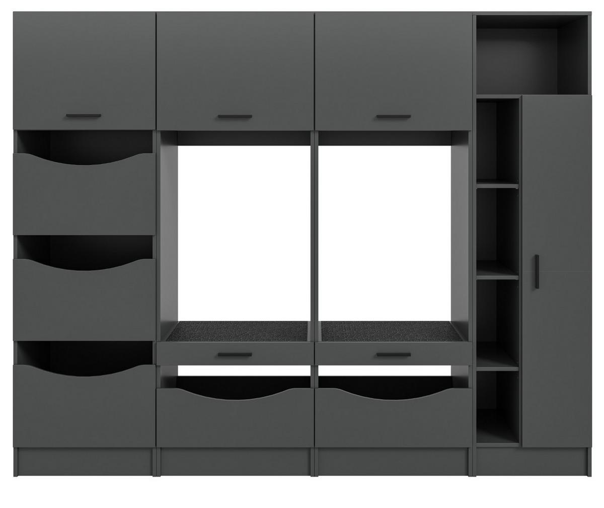 WASCHMASCHINENSCHRANK grau Set 4-teilig 242 x 196 cm, viel Stauraum - Schwarz/Grau, Holzwerkstoff/Kunststoff (242/196/68cm) - Inn.Furn