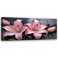 WANDBILD lilien rosa blumen pflanzen pastelle - Pink, Textil (90/30cm) - Feeby