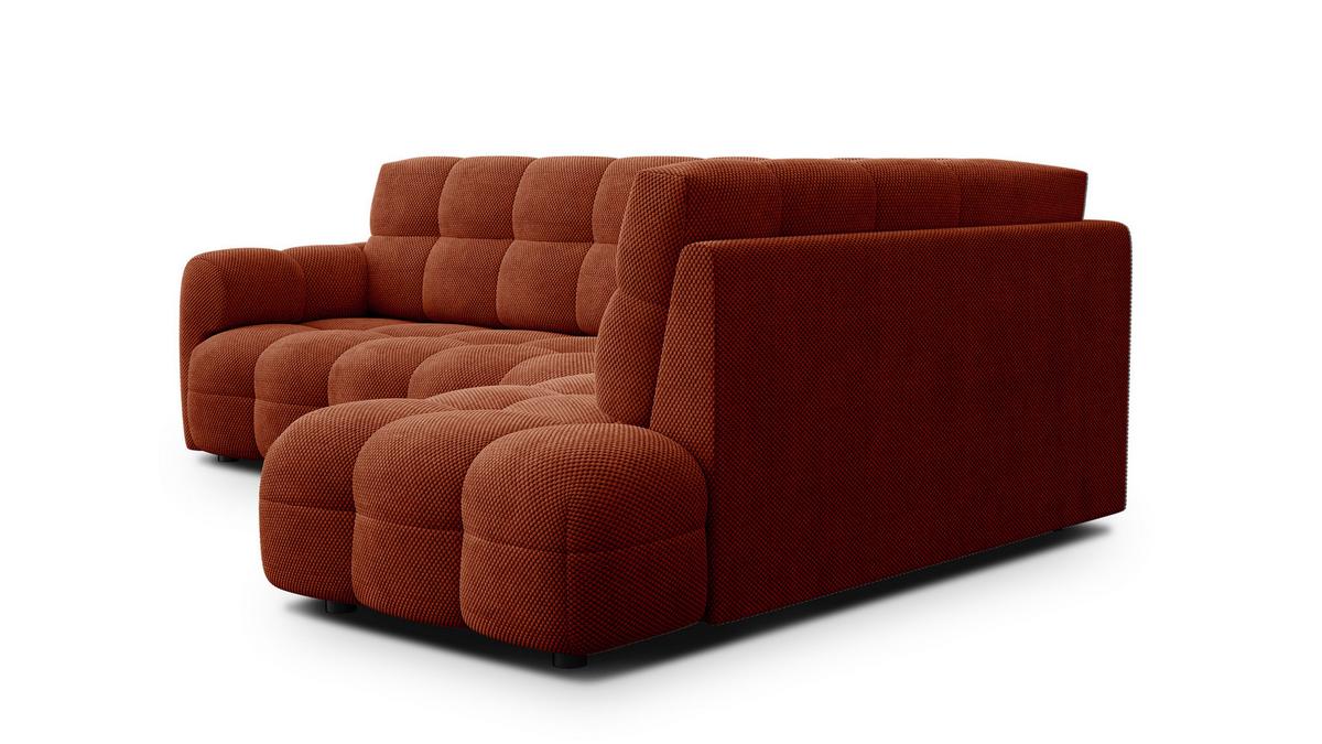 ECKSOFA MELLOW 5-Sitzer, dunkelorange - Dunkelorange/Schwarz, Holz/Textil (283/191cm) - Wozimo