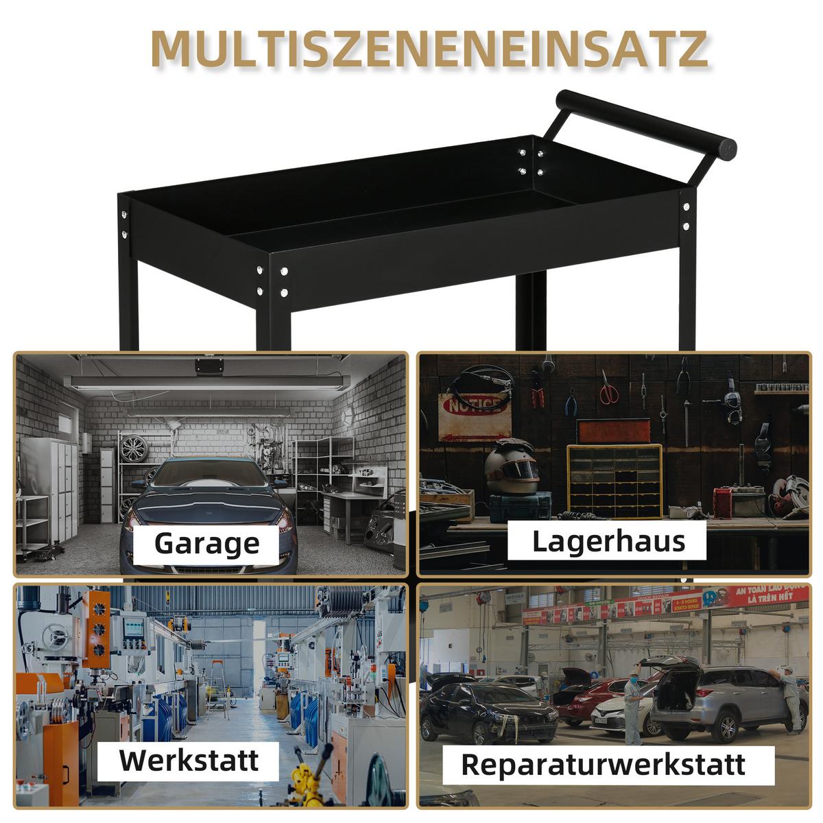 WERKSTATTWAGEN Kaltgewalzter Stahl Schwarz - Schwarz, Metall (38/84/84.5cm) - DURHAND