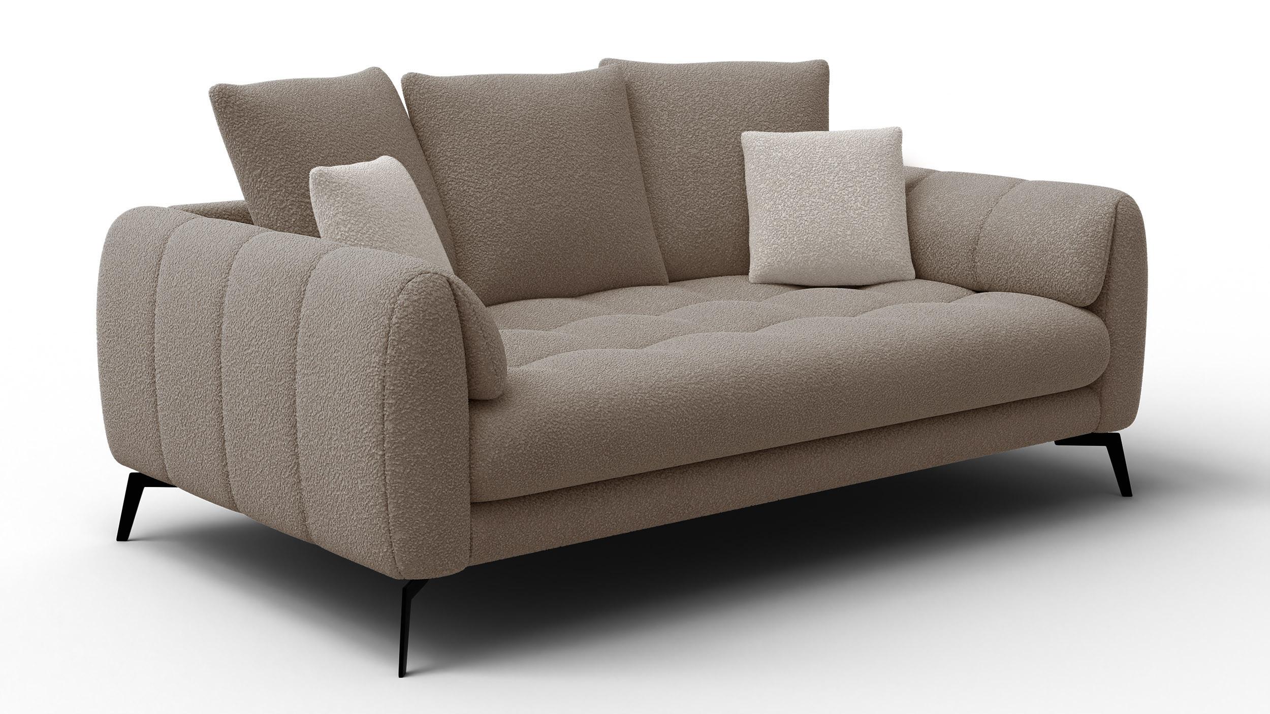 SOFA CALME 2,5-Sitzer, creme - Creme/Schwarz, Holz/Textil (199/92/108cm) - Wozimo
