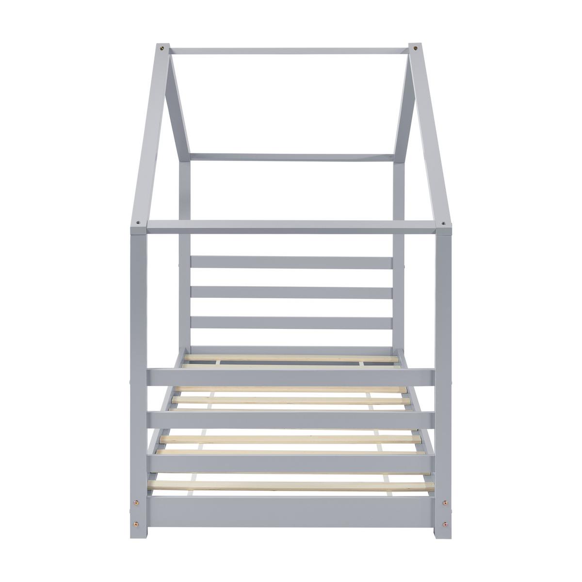 HAUSBETT Vardø - Grau, Holz (90/200cm) - [en.casa]