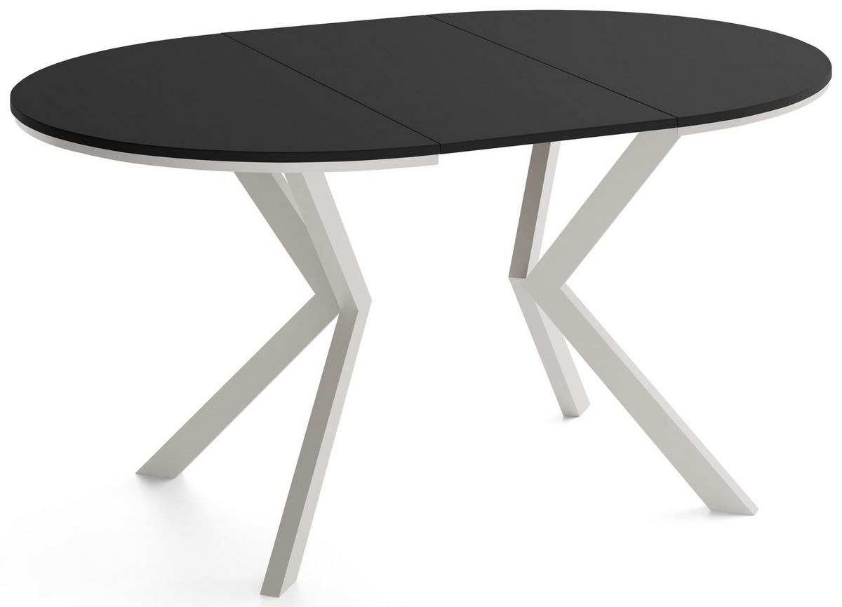 ESSTISCH Valio Neo rund oval ausziehbar verlängerbar mit Metallbeinen in Kaschmir Grau, Schwarz 100-140/100/76 cm - Kaschmir/Beige, Holzwerkstoff/Metall (100/140/76cm) - WFL GROUP