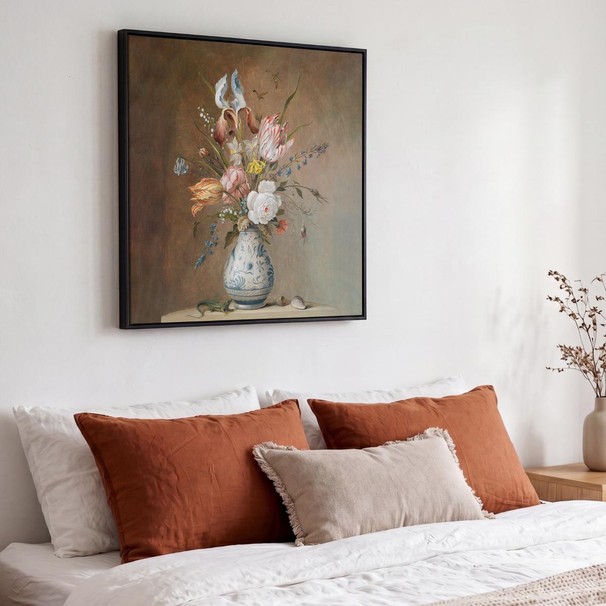 LEINWAND Bilder mit Rahmen - Alte Meister - Blumen - Balthasar van der Ast - 50x50 - Hellbraun, Textil (50/50cm) - MuchoWow
