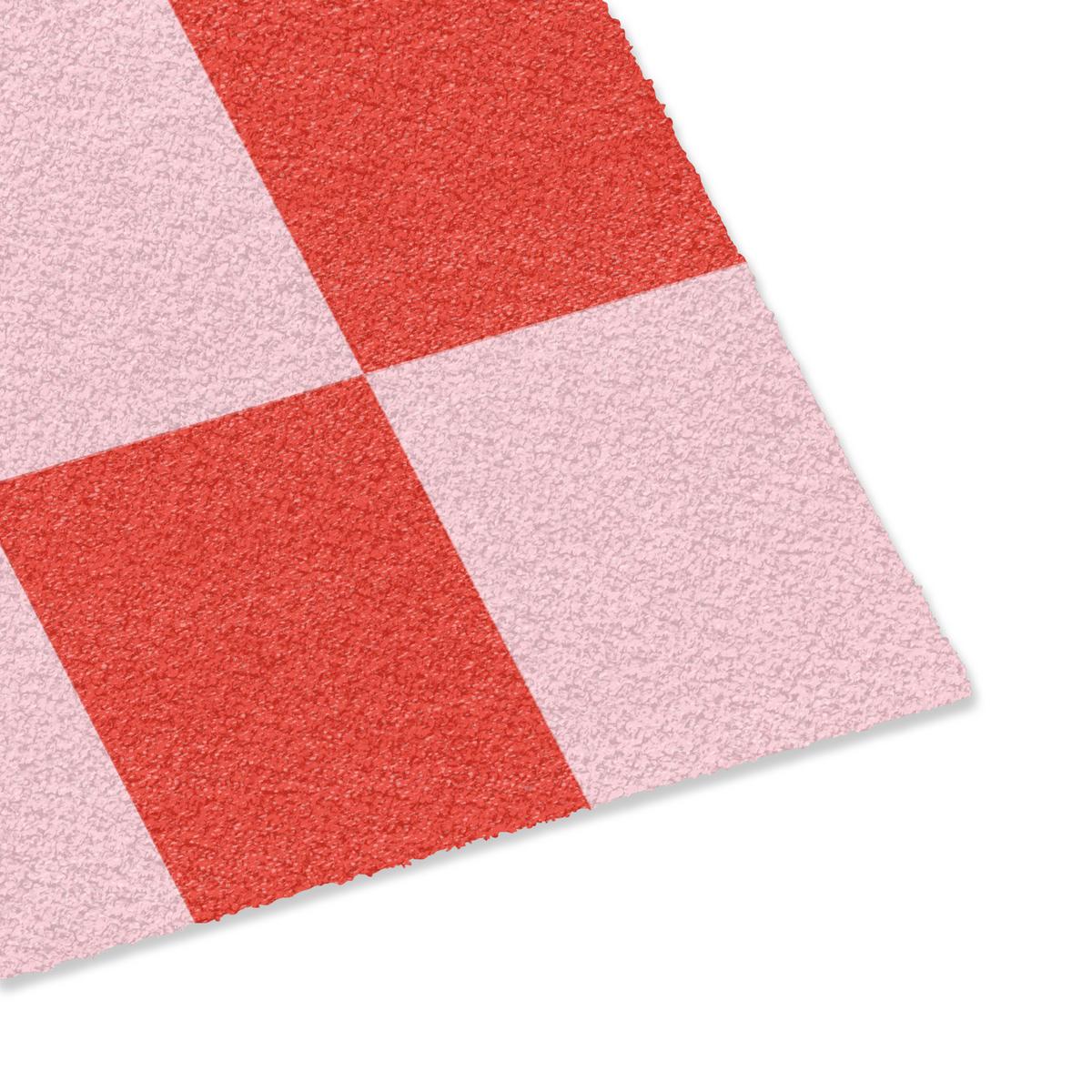 FUSSMATTE Schachbrettmuster - Rot - Rosa - Würfel Türmatte 60x40 cm - Rot, Kunststoff (60/0.4cm) - MuchoWow
