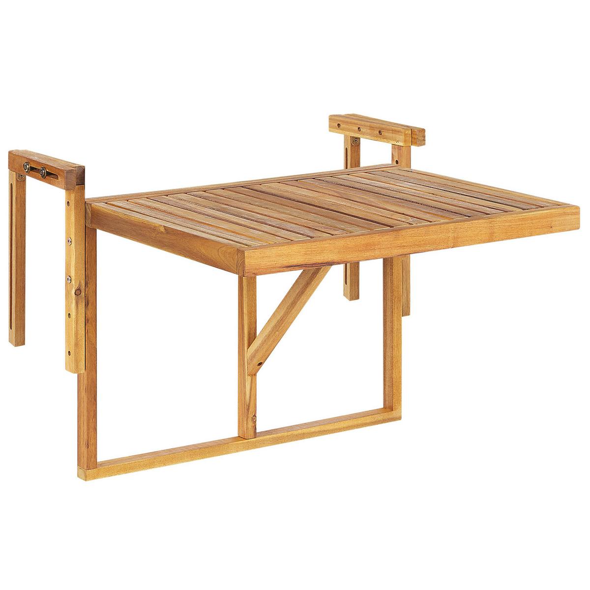BALKONTISCH 60/40 cm Massivholz Heller Holzfarbton Udine - Hellbraun, Holz (70/69/51cm) - Beliani