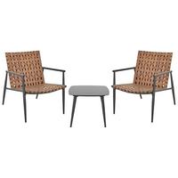 BISTRO-SET 2-Sitzer Braun Ziria - Schwarz/Braun, Kunststoff - Beliani
