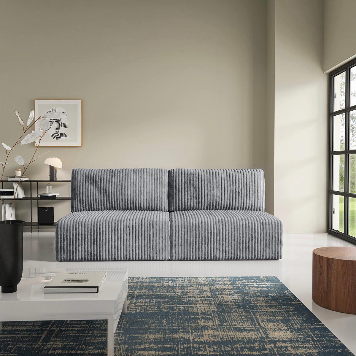 SOFA Angela 3 Sitzplätze Dunkelgrau - Grau, Holz (216/86/102cm) - Petits-meubles