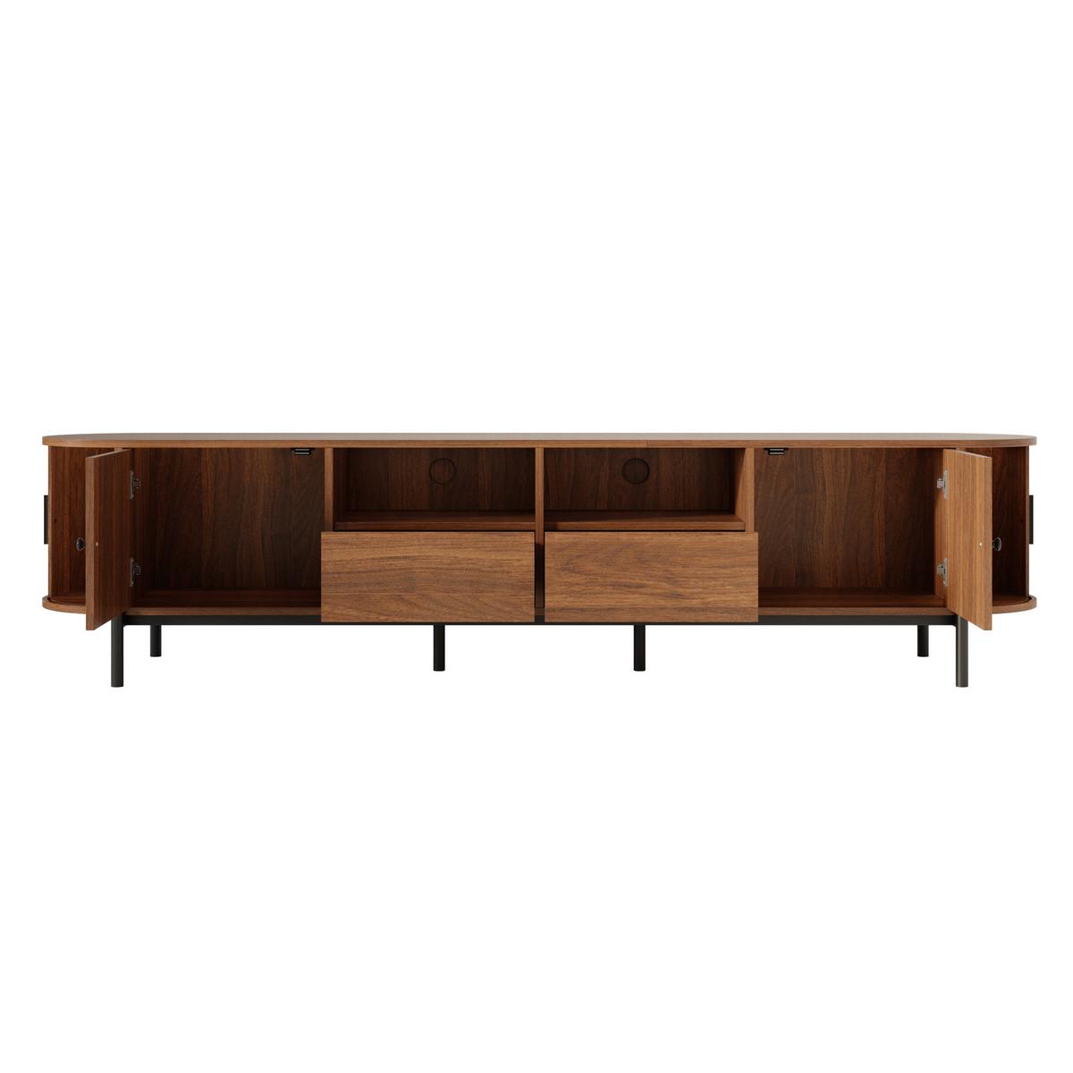 TV-LOWBOARD in holzoptik mit rattan, ovale form und viel stauraum - Walnussfarben, Holzwerkstoff (200/49.5/40cm) - Urban Meuble