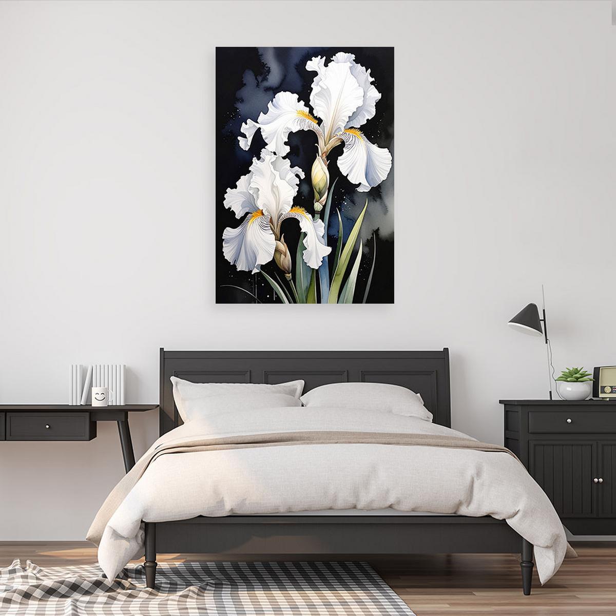 LEINWANDBILDER, Weiße Schwertlilien Blumen Pflanzen Natur - Weiß, Textil (40/60cm) - Feeby