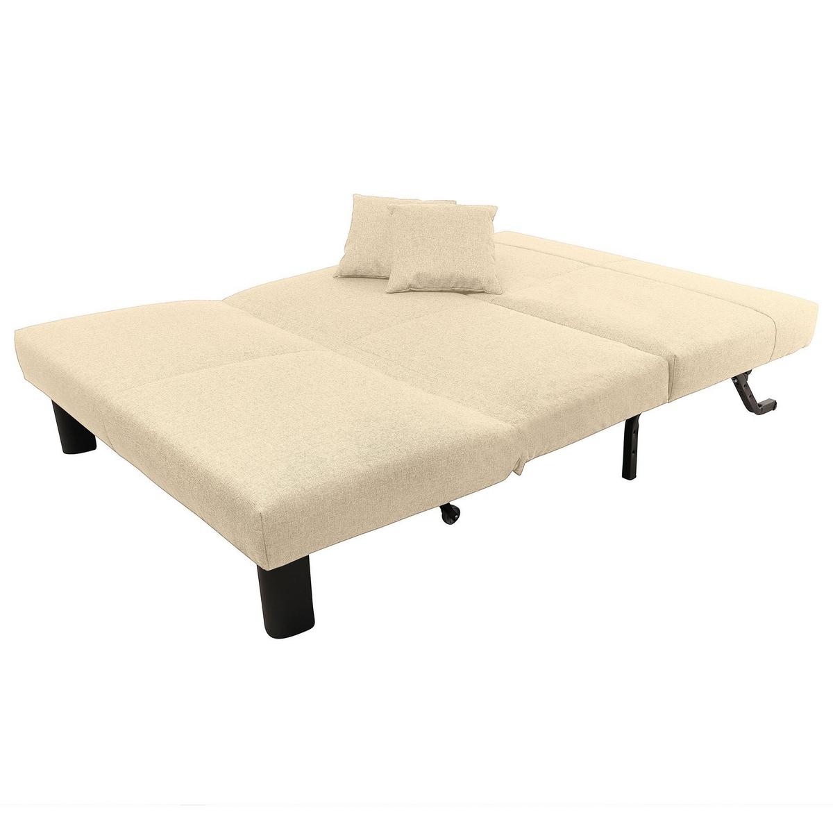 FALTSOFA Kalomira Bezug Flachgewebe Metall schwarz / beige - Weiß, Kunststoff (145/84/100cm) - 58aufmkessel