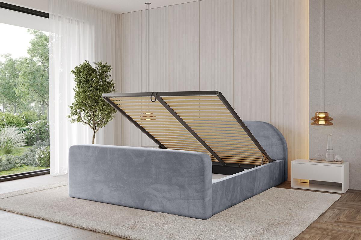POLSTERBETT mit Bettkasten, Fußteil und Lattenrost, Boxbett mit Matratze H3/H4 - TIVON-Z-V1 180x200 Grau - Grau, Holzwerkstoff/Textil (180/200cm) - ALTDECOR