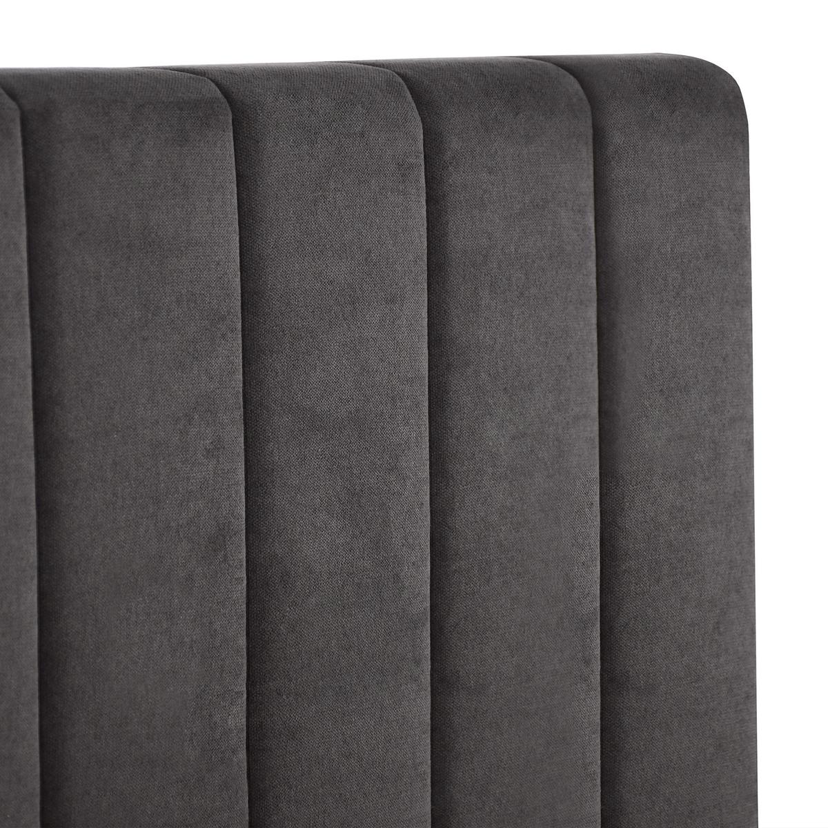 POLSTERBETT Melvio Einzelbett 90x200 cm mit Bettkasten und hohem Steppkopfteil, ohne Matratze, Dunkelgrau - Dunkelgrau, Textil (90/200cm) - Beautysofa