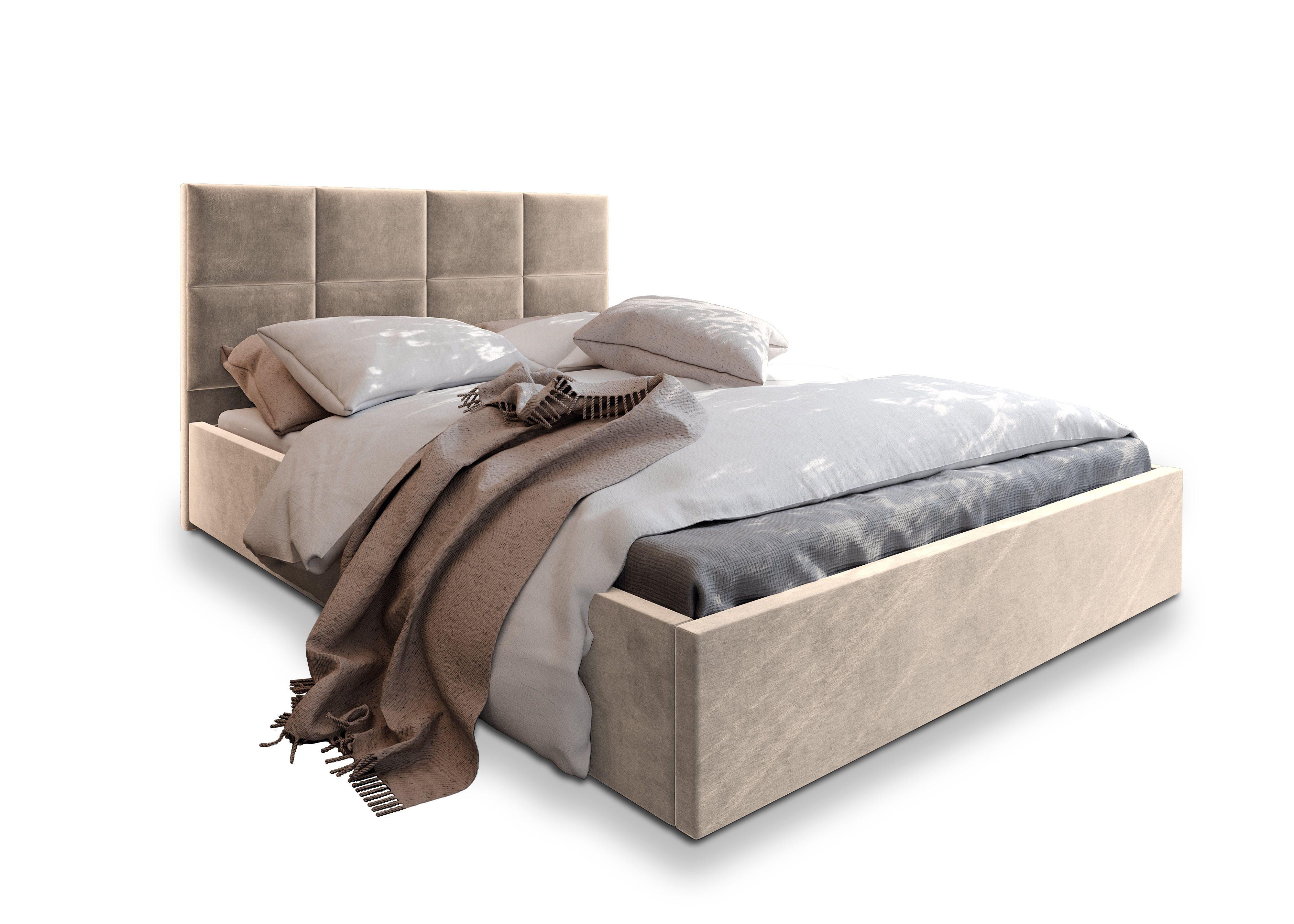 POLSTERBETT LIMENA 180x200 cm mit Bettkästen - Beige - Beige, Holz (180/200cm) - MASSENO