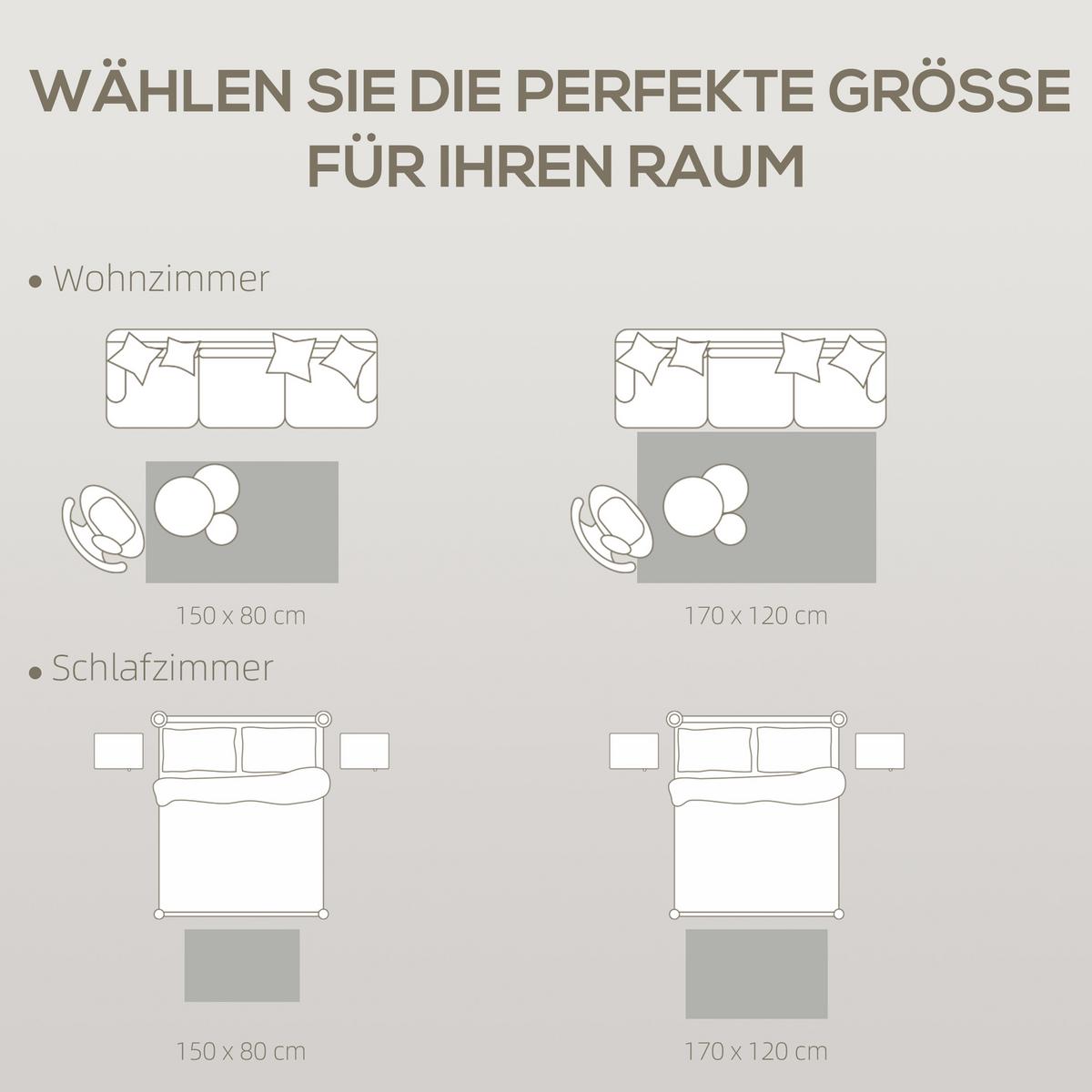 TEPPICH Polypropylen Dunkelgrau - Dunkelgrau, Kunststoff (120/170cm) - HOMCOM