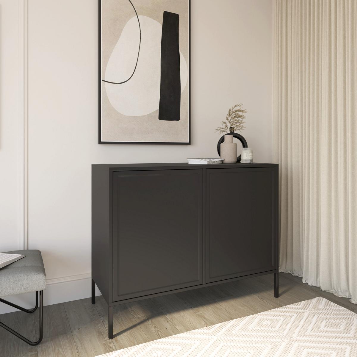 SIDEBOARD Velveto Schwarz 100 cm - Schwarz, Holzwerkstoff/Metall (100/86/40cm) - Selsey