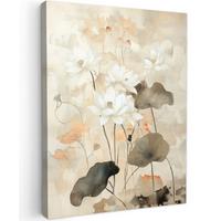LEINWANDBILD Blumen - Japandi - Wabi sabi Wandbild Wohnzimmer 60x80 cm - Sandfarben, Textil (60/80cm) - MuchoWow