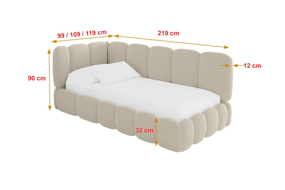 EINZELLBETT Jugendbett mit Bettkasten, Rechts - AVRY 80x200 Dunkelbeige - Taupe, Holzwerkstoff/Textil (80/200cm) - ALTDECOR