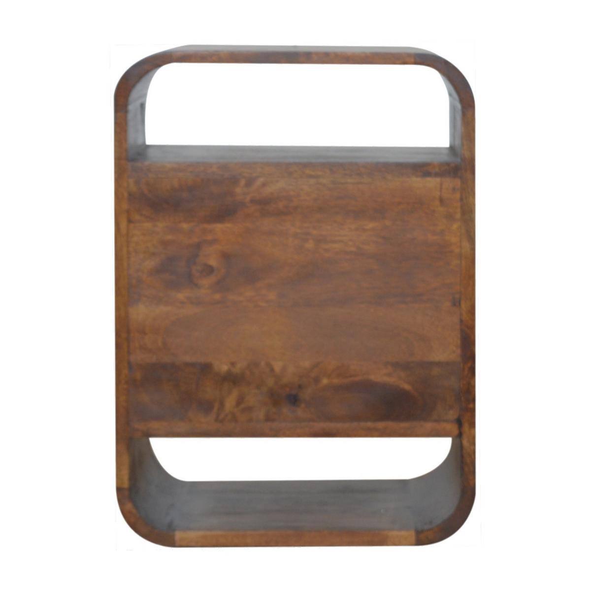 NACHTKASTEN Kastanie Geschwungen, 2 Schubladen und 2 Offene Fächer, Dunkelbraun - Dunkelbraun/Messingfarben, Holz/Metall (40/55/35cm) - Artisan Furniture