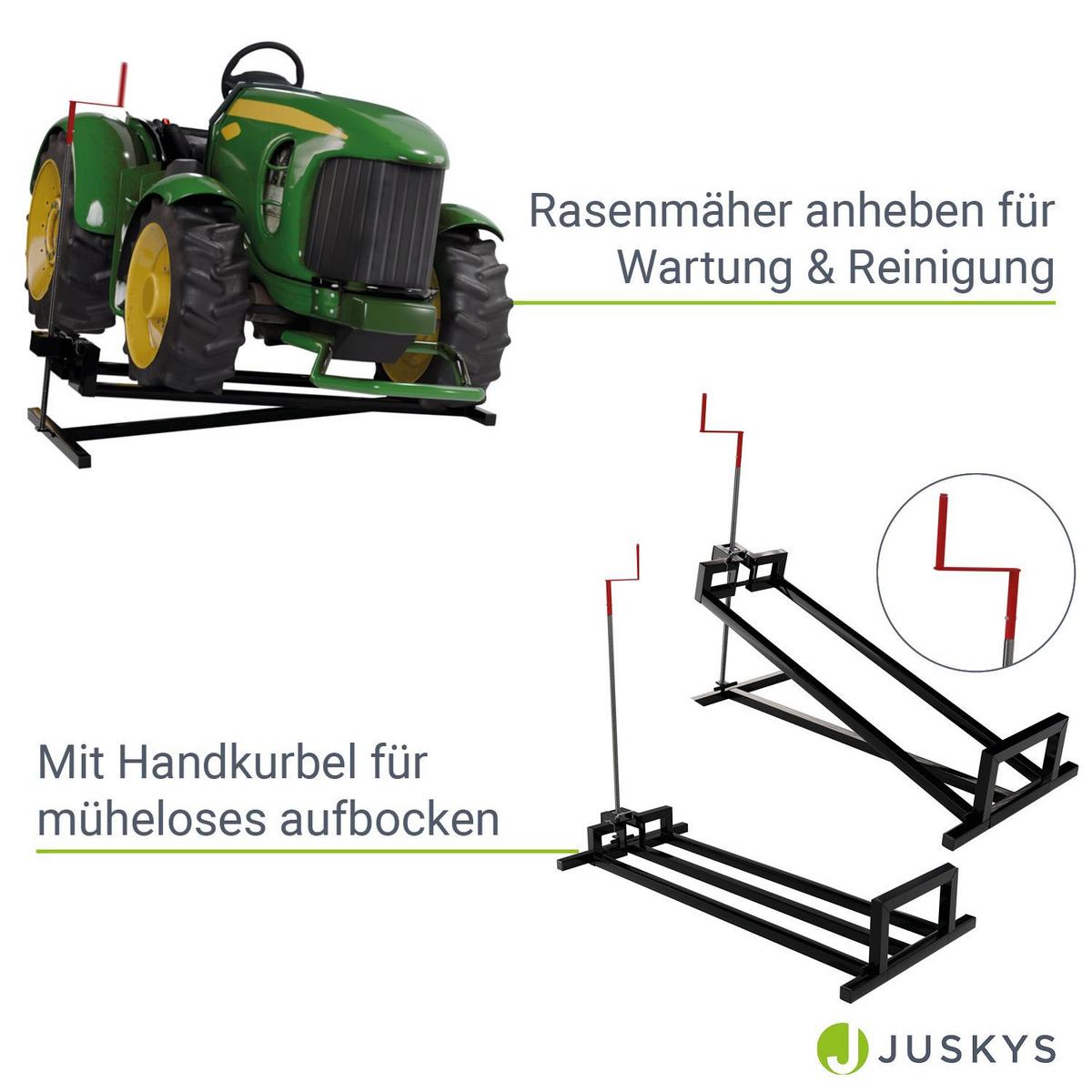 RASENTRAKTORHEBER schwarz inkl. Handschuhe - Schwarz, Metall (120/50/100cm) - Juskys