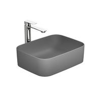WASCHBECKEN Keramik Rechteck Abgerundete Matt Dunkelgrau 50,5 / 38 / 15 cm - Schwarz, Keramik (50.5/15/38cm) - EMKE