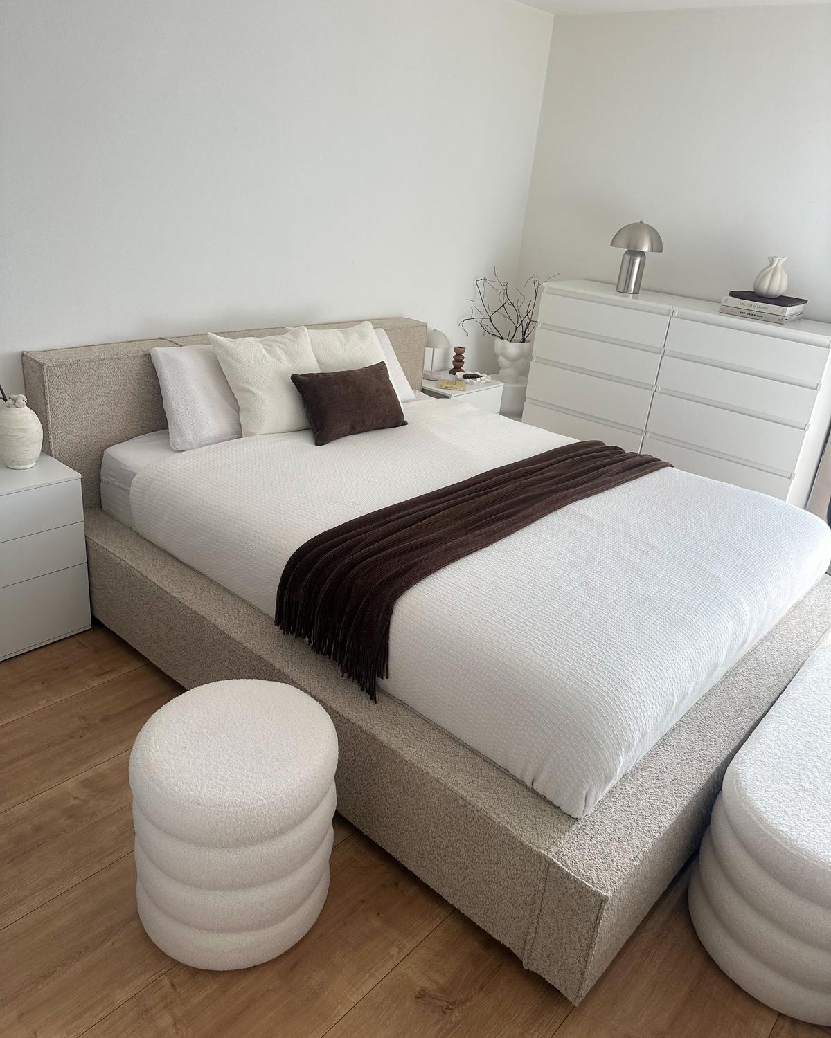 POLSTERBETT mit Lattenrost 160x200 cm Beige Mirande - Taupe, Textil (160/200cm) - Beliani