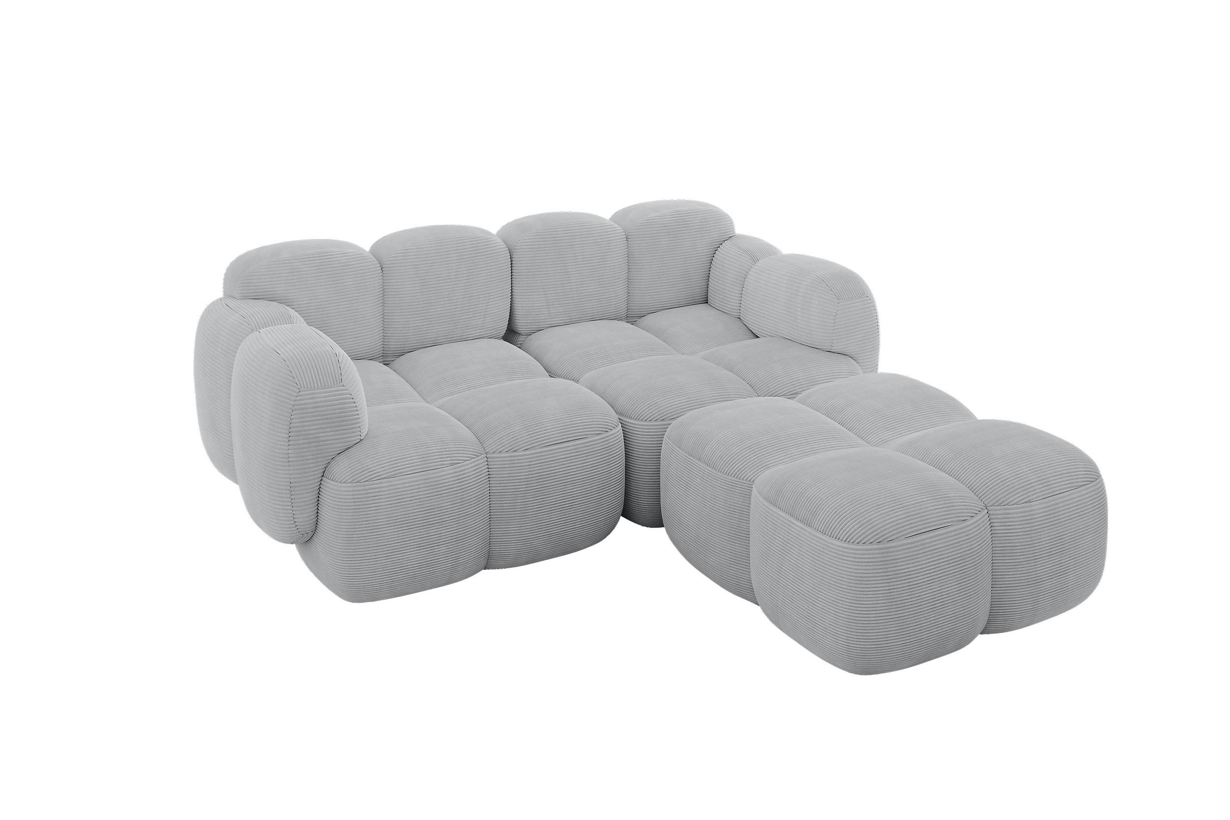 ECKSOFA modulares Sofa Rechts Miko-L1 214x205x75 Grau Cord - Anthrazit/Schwarz, Holzwerkstoff/Kunststoff (214/205cm) - ALTDECOR