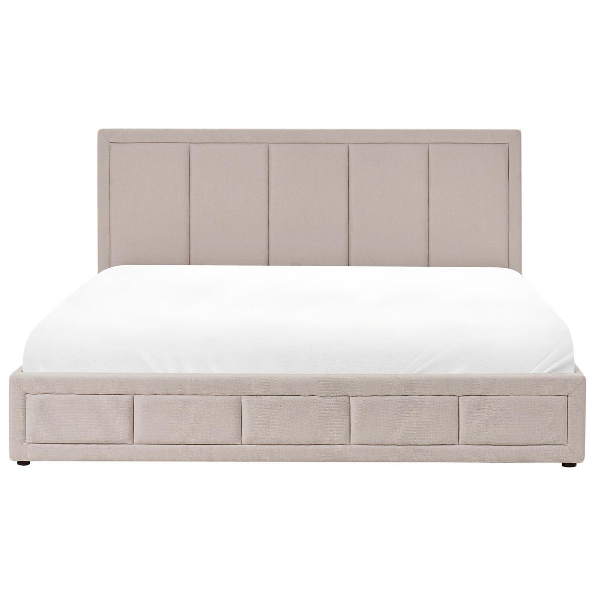 BETT mit Stauraum 180/200 cm Stoff Beige Quiberon - Beige, Textil (180/200cm) - Beliani