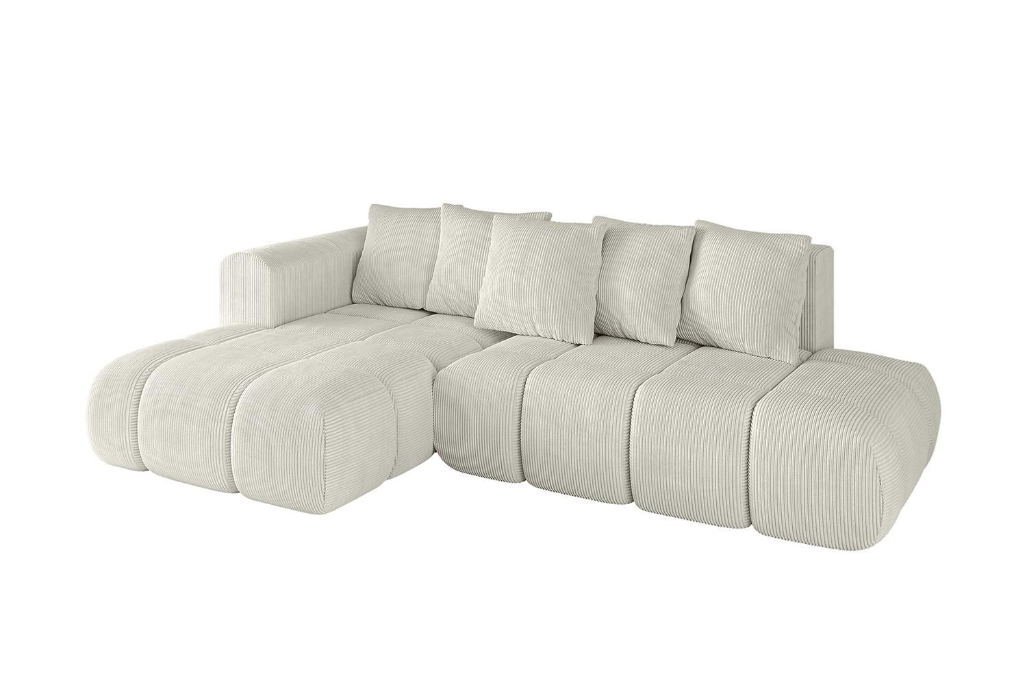 ECKSOFA Ottomane Links CLOUD-L-v1 280x185x90 Creme Cord - Hellgrau/Creme, Holzwerkstoff/Kunststoff (180/289cm) - ALTDECOR