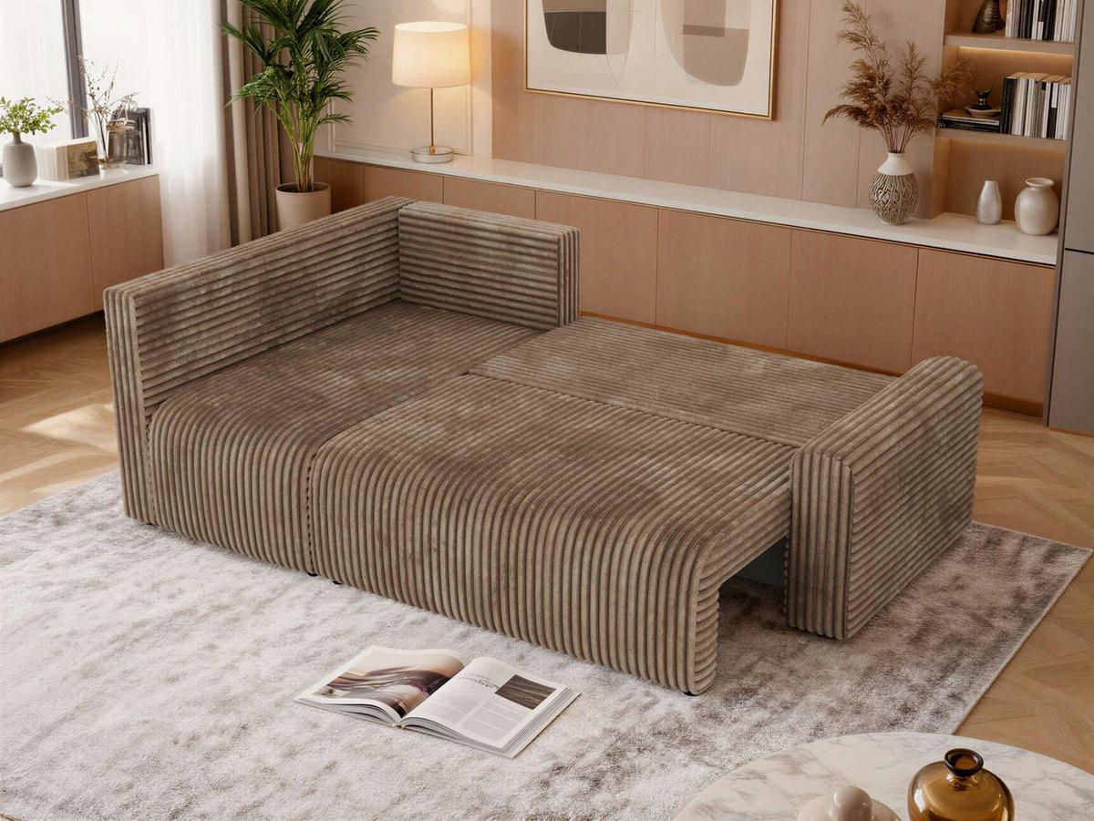 ECKSOFA NESSARO COR L - Braun Cord - Links - Schwarz/Braun, Kunststoff/Textil (151/240cm) - MKS
