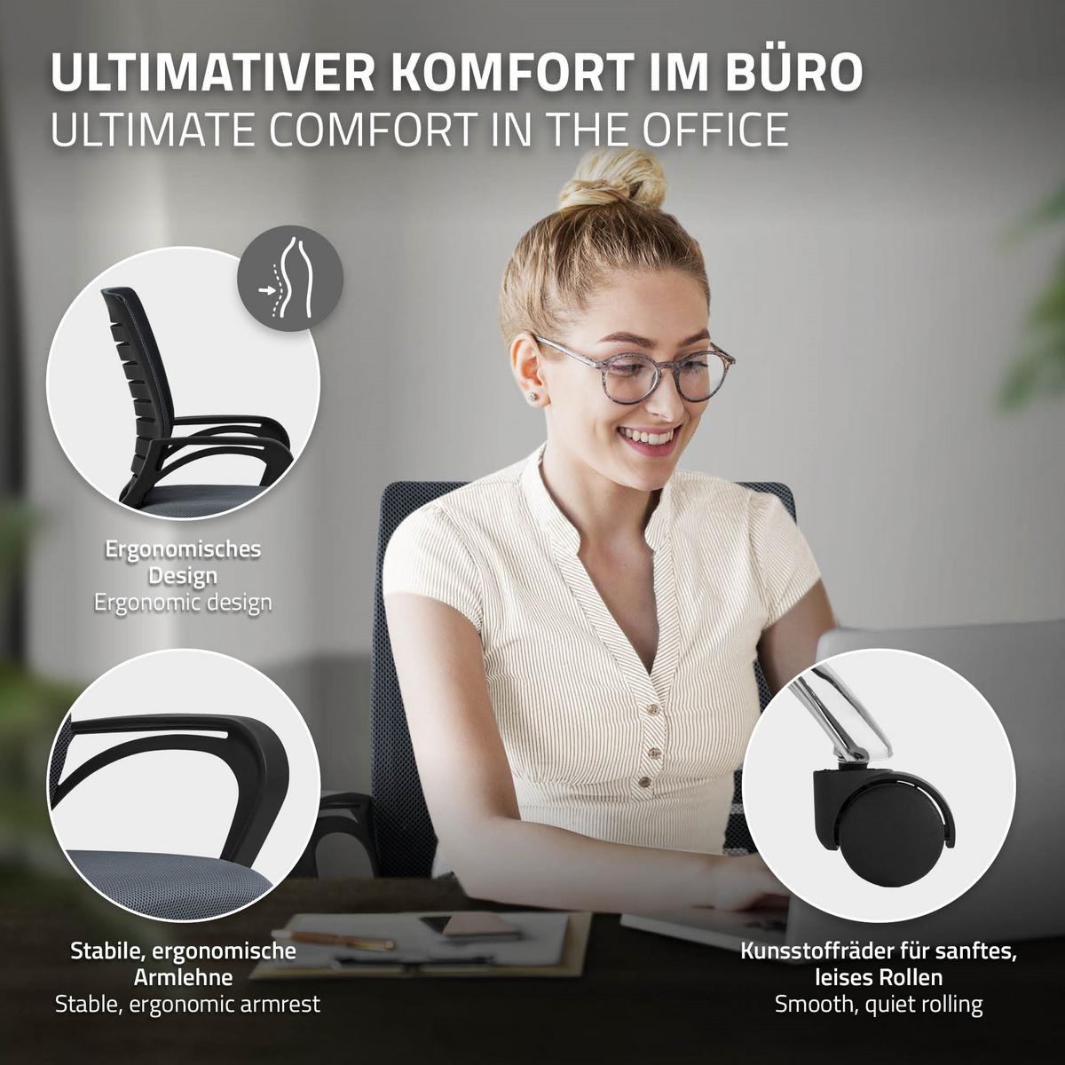 BÜROSTUHL Grau - Grau, Metall (54/99/59cm) - ML-DESIGN