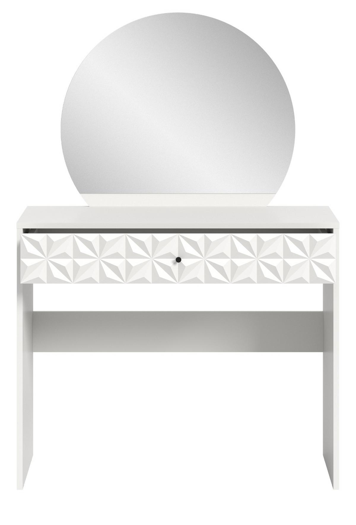 SCHMINKTISCH weiß Hochglanz 90 cm, Kosmetiktisch mit Spiegel - Weiß Hochglanz/Schwarz, Glas/Holzwerkstoff (39/133/90cm) - Inn.Furn