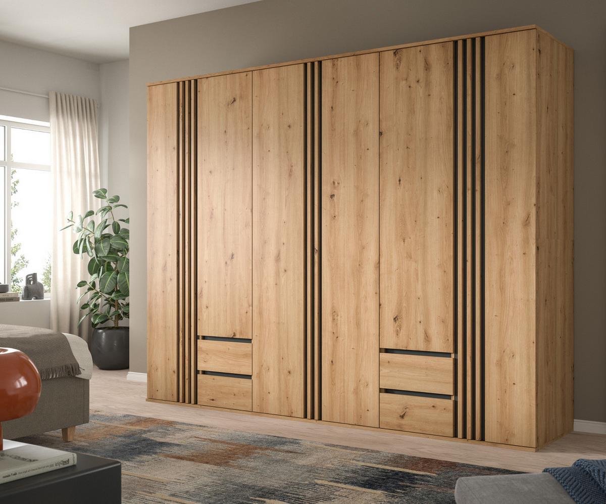 KLEIDERSCHRANK Eiche Artisan, grau 240 x 192 cm, Drehtürenschrank 6-türig - Anthrazit/Eiche Artisan, Holzwerkstoff (240/192/56cm) - Inn.Furn
