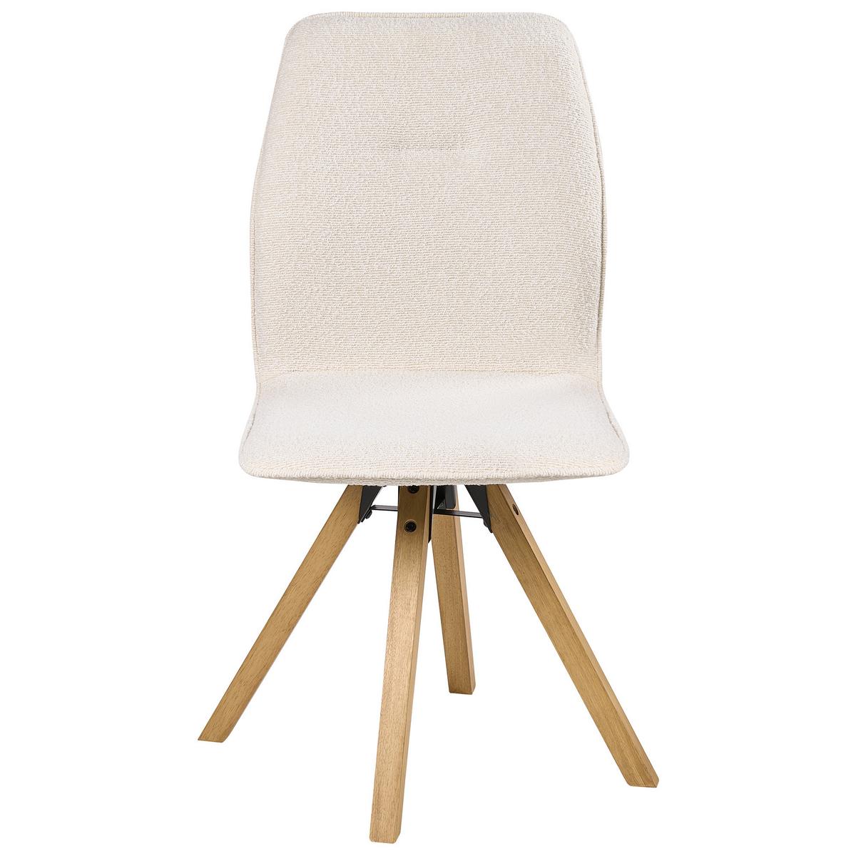ESSZIMMERSTUHL 2er-Set drehbar Bouclé Cremeweiß Alkali - Weiß, Textil (64/94/63cm) - Beliani