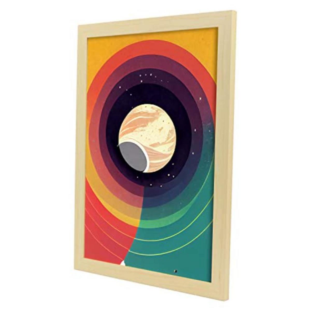 POSTER Set mit 4 Kreisförmig Abstrakt Moderne Galaxien A3 Rahmen aus hellem Holz - Beige, Papier (29.7/3cm) - Nacnic