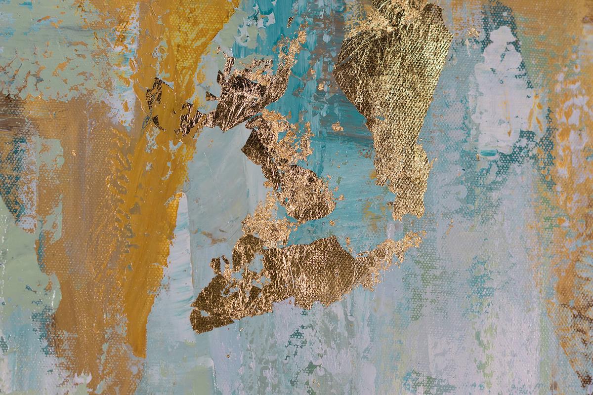 ACRYLBILD HANDGEMALT 75/100 cm - Türkis/Beige, Holz/Textil (75/100cm) - KUNSTLOFT